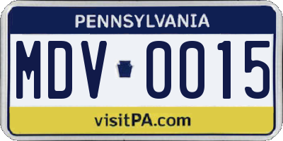 PA license plate MDV0015