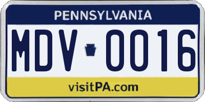 PA license plate MDV0016