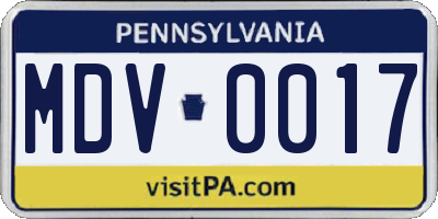 PA license plate MDV0017