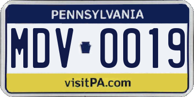 PA license plate MDV0019