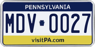 PA license plate MDV0027
