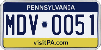 PA license plate MDV0051