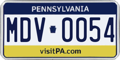 PA license plate MDV0054