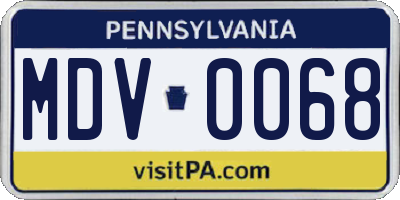 PA license plate MDV0068