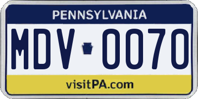 PA license plate MDV0070