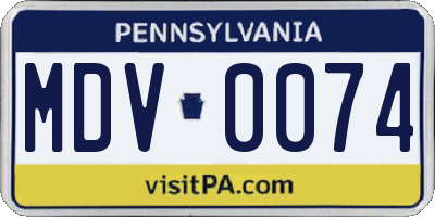 PA license plate MDV0074