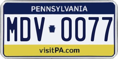 PA license plate MDV0077