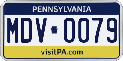 PA license plate MDV0079