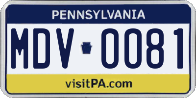 PA license plate MDV0081