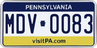 PA license plate MDV0083