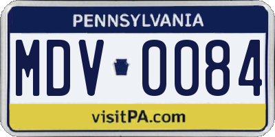 PA license plate MDV0084