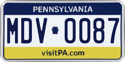 PA license plate MDV0087