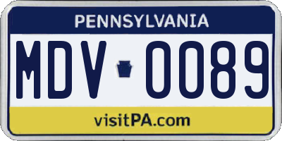 PA license plate MDV0089
