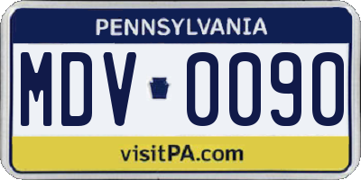 PA license plate MDV0090