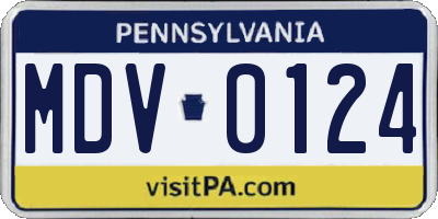 PA license plate MDV0124