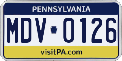 PA license plate MDV0126