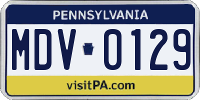 PA license plate MDV0129