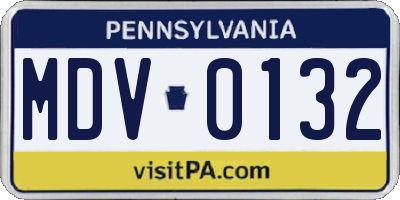 PA license plate MDV0132