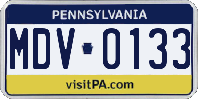 PA license plate MDV0133
