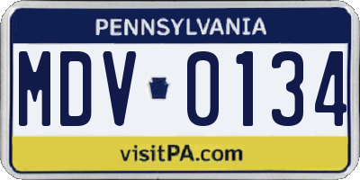 PA license plate MDV0134