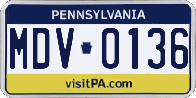 PA license plate MDV0136