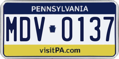 PA license plate MDV0137
