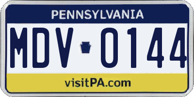 PA license plate MDV0144