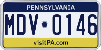 PA license plate MDV0146