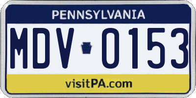 PA license plate MDV0153