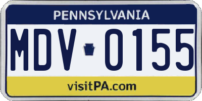 PA license plate MDV0155