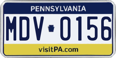 PA license plate MDV0156
