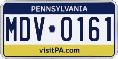 PA license plate MDV0161