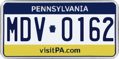 PA license plate MDV0162