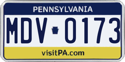 PA license plate MDV0173