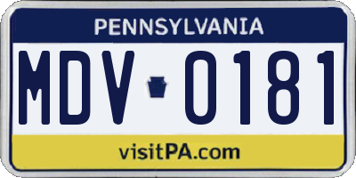 PA license plate MDV0181