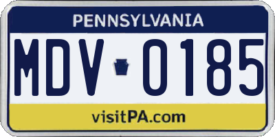 PA license plate MDV0185