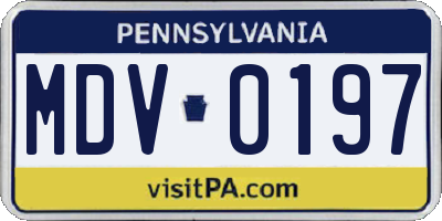 PA license plate MDV0197