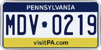 PA license plate MDV0219