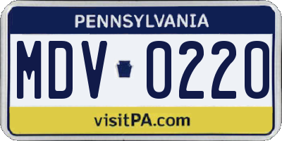 PA license plate MDV0220