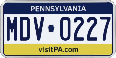 PA license plate MDV0227