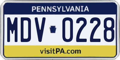 PA license plate MDV0228