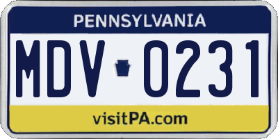 PA license plate MDV0231