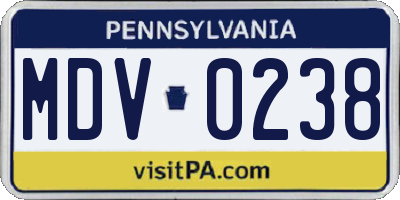 PA license plate MDV0238