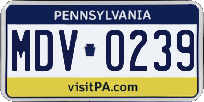 PA license plate MDV0239