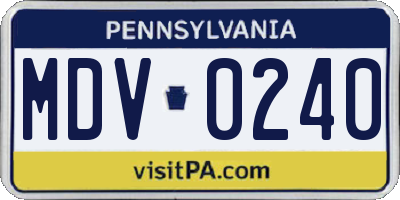 PA license plate MDV0240