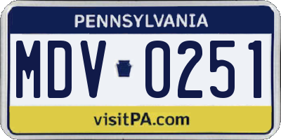 PA license plate MDV0251