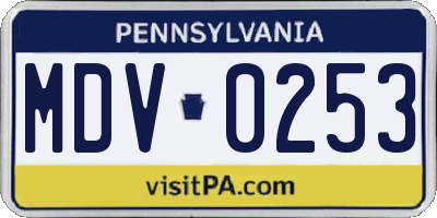 PA license plate MDV0253