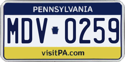 PA license plate MDV0259