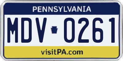 PA license plate MDV0261