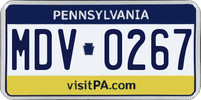 PA license plate MDV0267